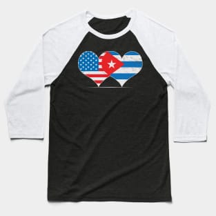 Half American Cuban Flag Baseball T-Shirt